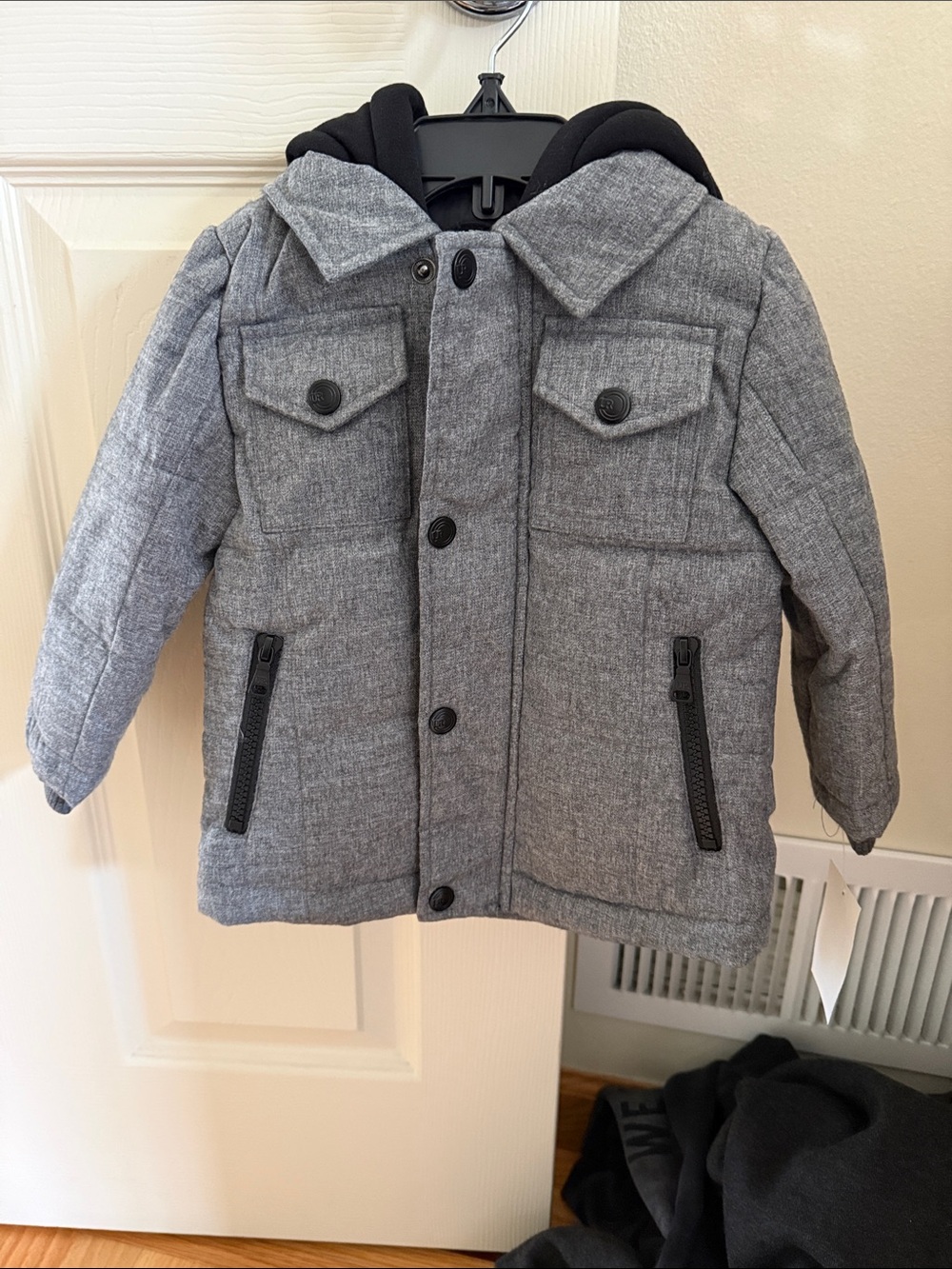 Urban Republic Grey Quilted Hooded Puffer Jacket in Storm Gray
